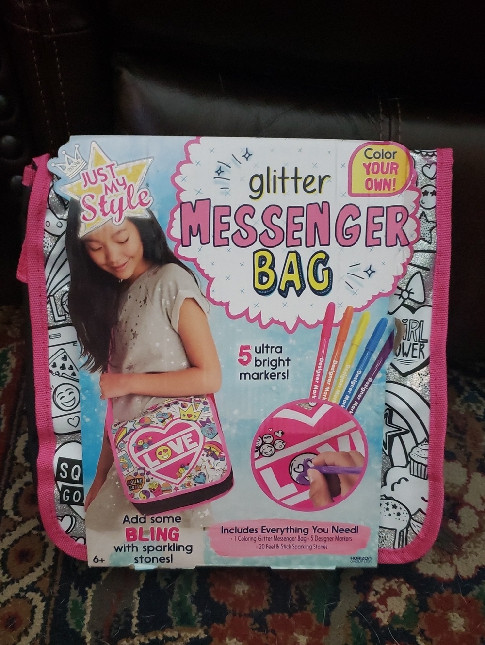 Glitter Messenger Bag - Pink & Multicolor Girl's 2025 Love Canvas JUST My Style